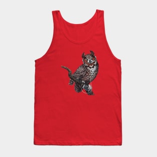 Great Horned Owl with Headphones Tank Top